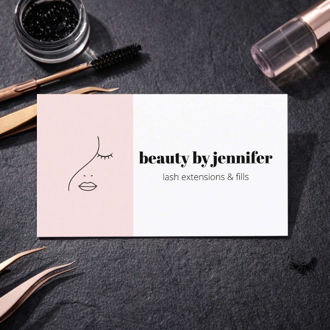 Minimalistiskt ansiktslogotyp Lashtekniker Rosabrä Visitkort (Skapare uppladdad)