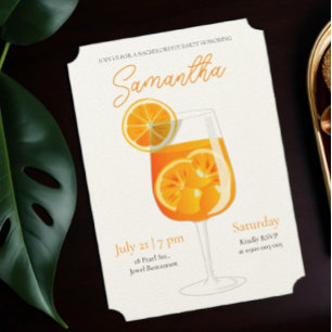 Minimalistiskt Aperol Spritz Bachelorette Party Inbjudningar