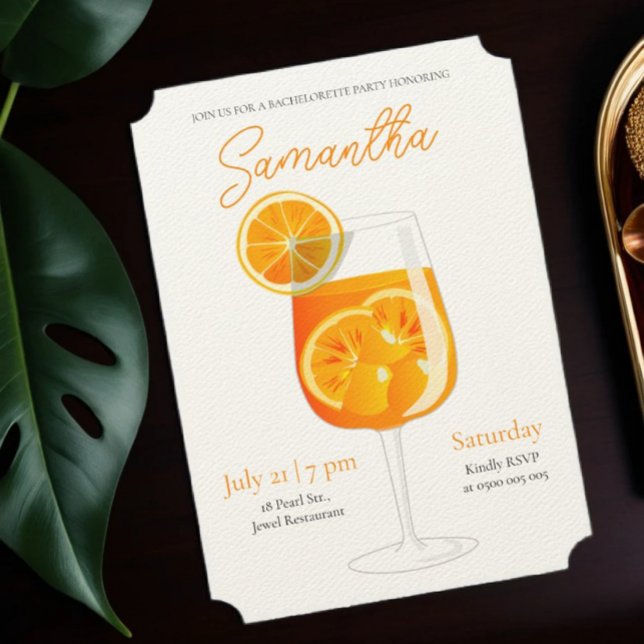 Minimalistiskt Aperol Spritz Bachelorette Party Inbjudningar (Skapare uppladdad)