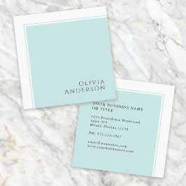 Minimalistiskt Aqua Färg-block med enkel Elegant Fyrkantigt Visitkort