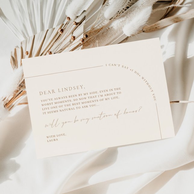 Minimalistiskt Arch Matron of Honor Frieri kort (Minimalist Arch Matron of Honor Proposal Card)