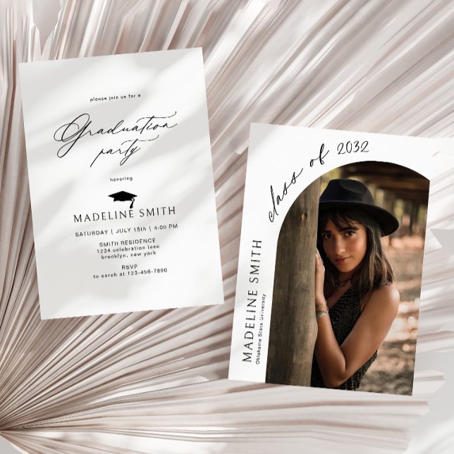 Minimalistiskt Arch Photo Hat Tassel Studenten Inbjudningar (Skapare uppladdad)