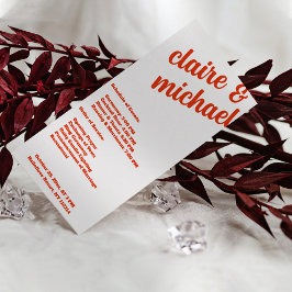 Minimalistiskt återställande enkelt modernt Bröllo Program