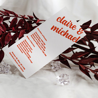 Minimalistiskt återställande enkelt modernt Bröllo Program