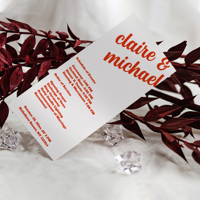 Minimalistiskt återställande enkelt modernt Bröllo Program (Retro Simple Modern Wedding Program)