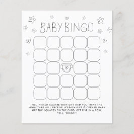 Minimalistiskt Baby Bingo Baby Shower-spel för skr