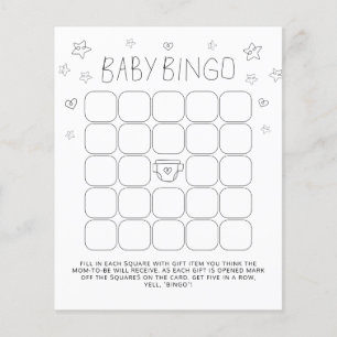 Minimalistiskt Baby Bingo Baby Shower-spel för skr