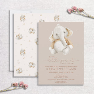 Minimalistiskt Baby Elephant Brown Baby Shower Inbjudningar
