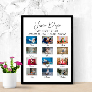 Minimalistiskt Baby första året 1:a födeldagen Par Poster