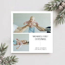 Minimalistiskt Baby första julfoto Julkort