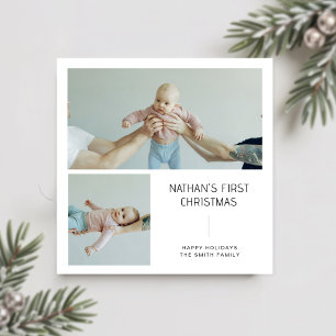 Minimalistiskt Baby första julfoto Julkort