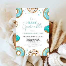 Minimalistiskt Baby Sprinkle Boy Blue Shower Inbjudningar