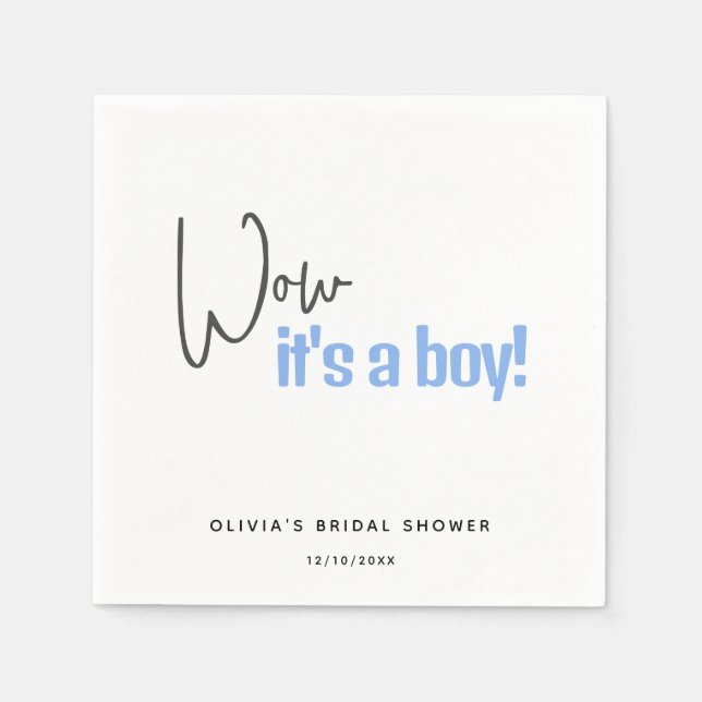 Minimalistiskt babyblått Det är en pojke Pappersservett (Framsidan)