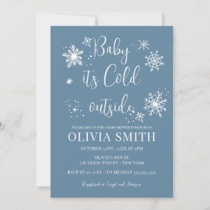 Minimalistiskt babydusch för Winter Snöflingor Boy Inbjudningar