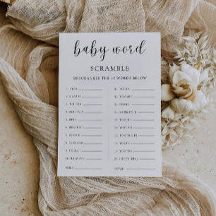 Minimalistiskt babyduschspel - Ord-krämning Inbjudningar