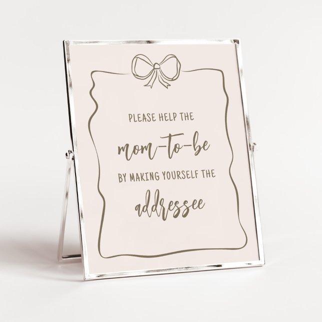 Minimalistiskt babykuvert Station Poster (Minimalist Coquette Baby Shower Envelope Station Sign)