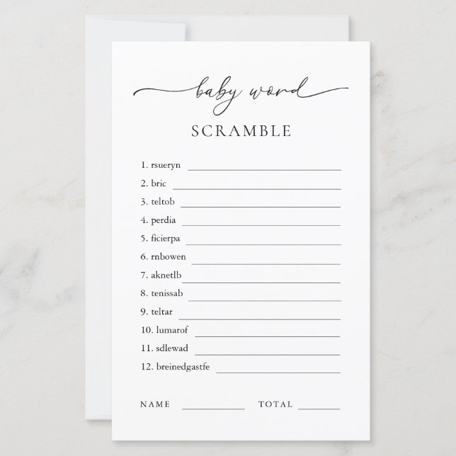 Minimalistiskt babylådspel i Baby Ord (Framsida)