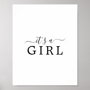 Minimalistiskt babyskor Det är ett flicktecken Poster