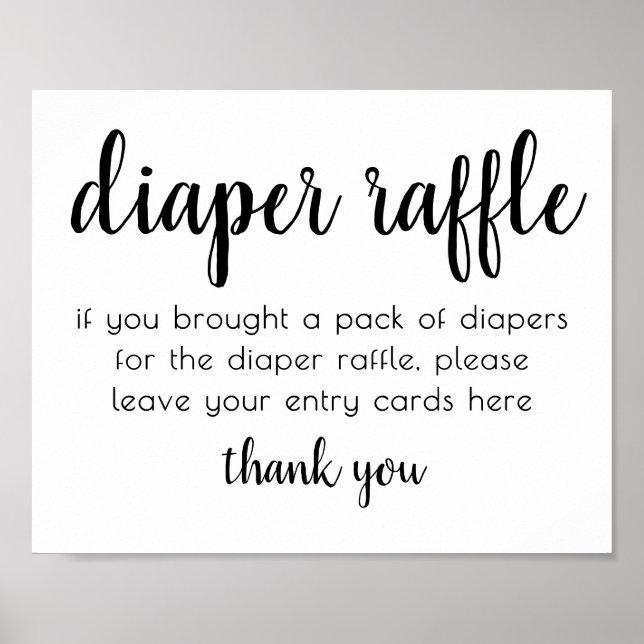 Minimalistiskt babyskor | Diaper Raffle Bord Sign Poster (Framsidan)