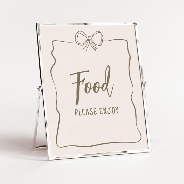 Minimalistiskt babyskor för coquette poster (Minimalist Coquette Baby Shower Food Sign)