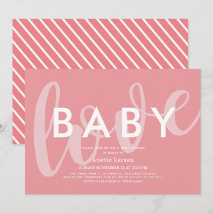 Minimalistiskt babyskor för Rosa i baby Kärlek Inbjudningar