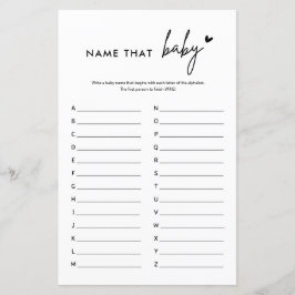 Minimalistiskt babyskor Namn där Baby-spelet