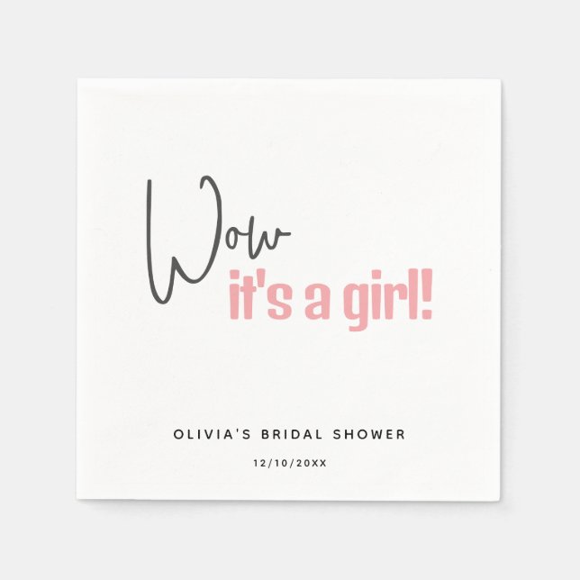 Minimalistiskt babyskor Rosa Det är en flicka Pappersservett (Framsidan)