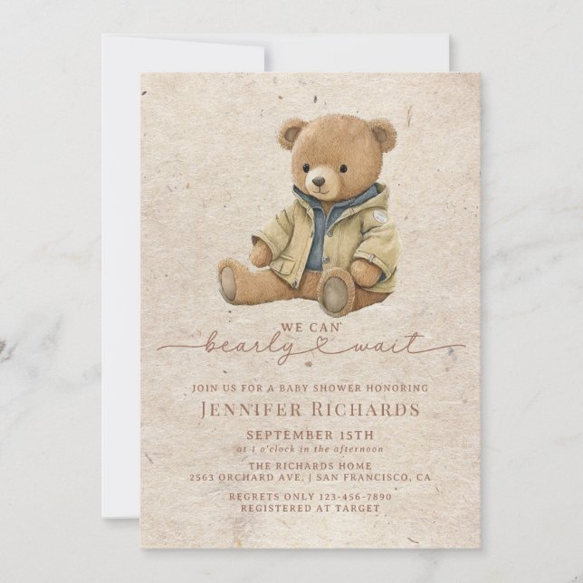 Minimalistiskt babyskor | Vänta Inbjudningar (Framsida)