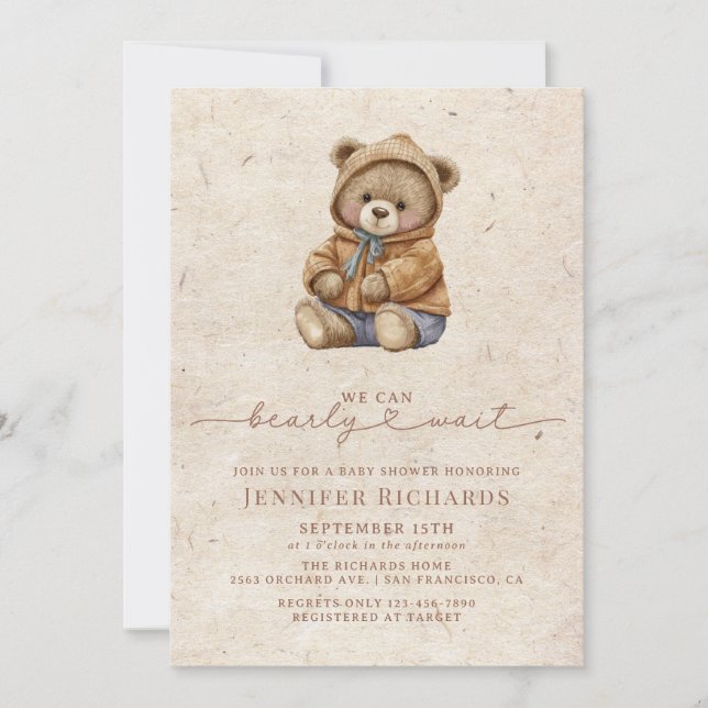 Minimalistiskt babyskor | Vänta Inbjudningar (Framsida)