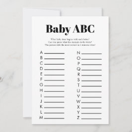 Minimalistiskt babyvisningsprogram ABC-spel Inbjudningar