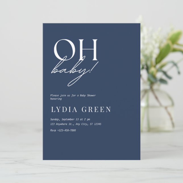 Minimalistiskt babyvisningsprogram Boho Blue Baby  Inbjudningar (Stående Fram)