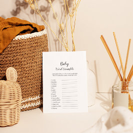 Minimalistiskt babyvisningsspel Baby Ord Flygblad