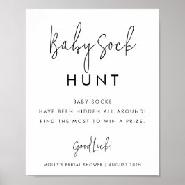 Minimalistiskt babyvisningsspel Baby Sock Hunt Poster