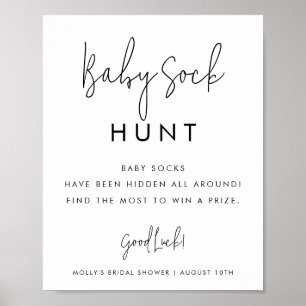 Minimalistiskt babyvisningsspel Baby Sock Hunt Poster