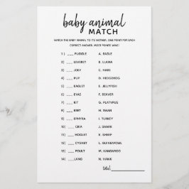 Minimalistiskt babyvisningsspel i baby djur matcha