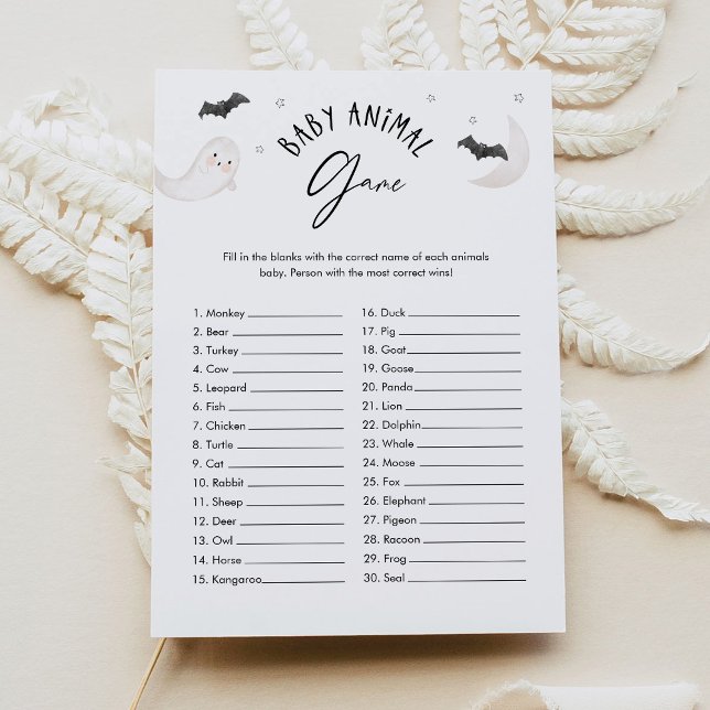 Minimalistiskt babyvisningsspel i Baby djur med SU Inbjudningar (Skapare uppladdad)