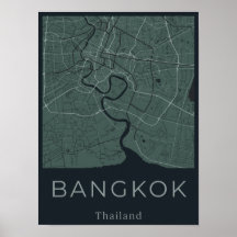 Minimalistiskt Bangkok Karta - Grönt och svart kon