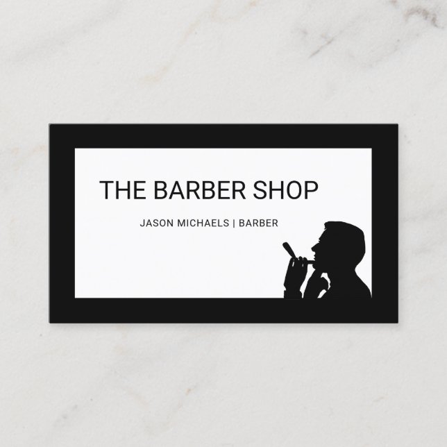 Minimalistiskt Barbershop Plain och Simple Man Sha Visitkort (Framsida)