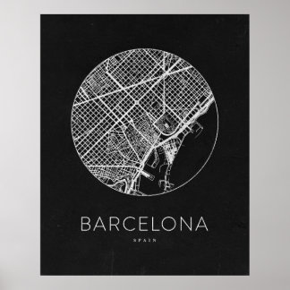 Minimalistiskt Barcelona City Karta Poster