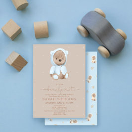 Minimalistiskt Barly Wait Dusty Blue Baby Shower Inbjudningar