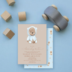 Minimalistiskt Barly Wait Dusty Blue Baby Shower Inbjudningar