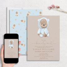 Minimalistiskt Barly Wait Dusty Blue Baby Shower