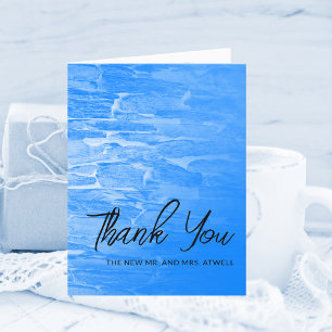 Minimalistiskt Beach Azure Blue Bröllop Photo Tack Kort