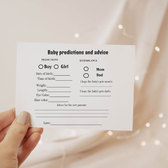 Minimalistiskt bebisprediktion Baby Shower-spel Ko Inbjudningar (Skapare uppladdad)