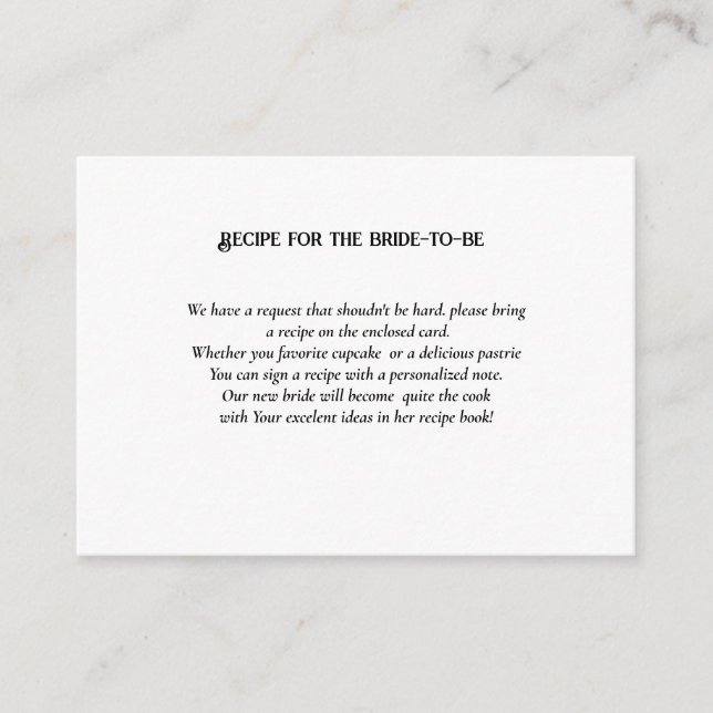 Minimalistiskt begäranderecept för möhippa för bru tilläggskort (Framsida)