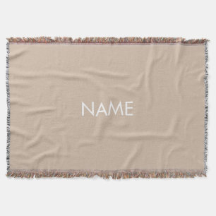 Minimalistiskt beige än anpassat namn monogram fas filt