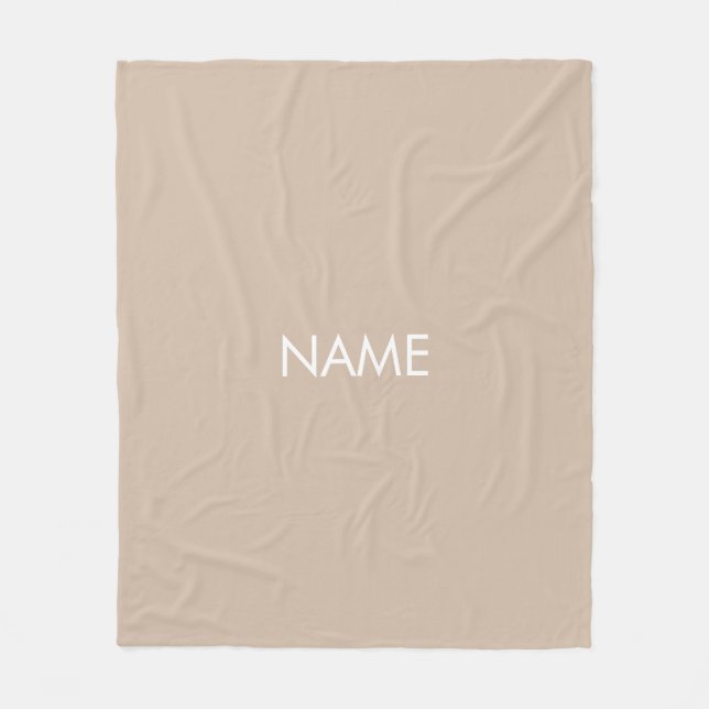Minimalistiskt beige än anpassat namn monogram fas fleecefilt (Framsidan)