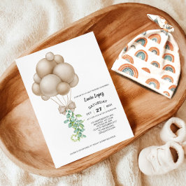 Minimalistiskt Beige Balloons Boho Baby Shower Inbjudningar
