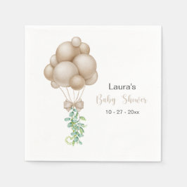 Minimalistiskt Beige Balloons Boho Baby Shower Pappersservett