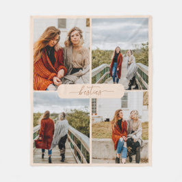 Minimalistiskt Beige Besties 4 Photo Collage Fleecefilt